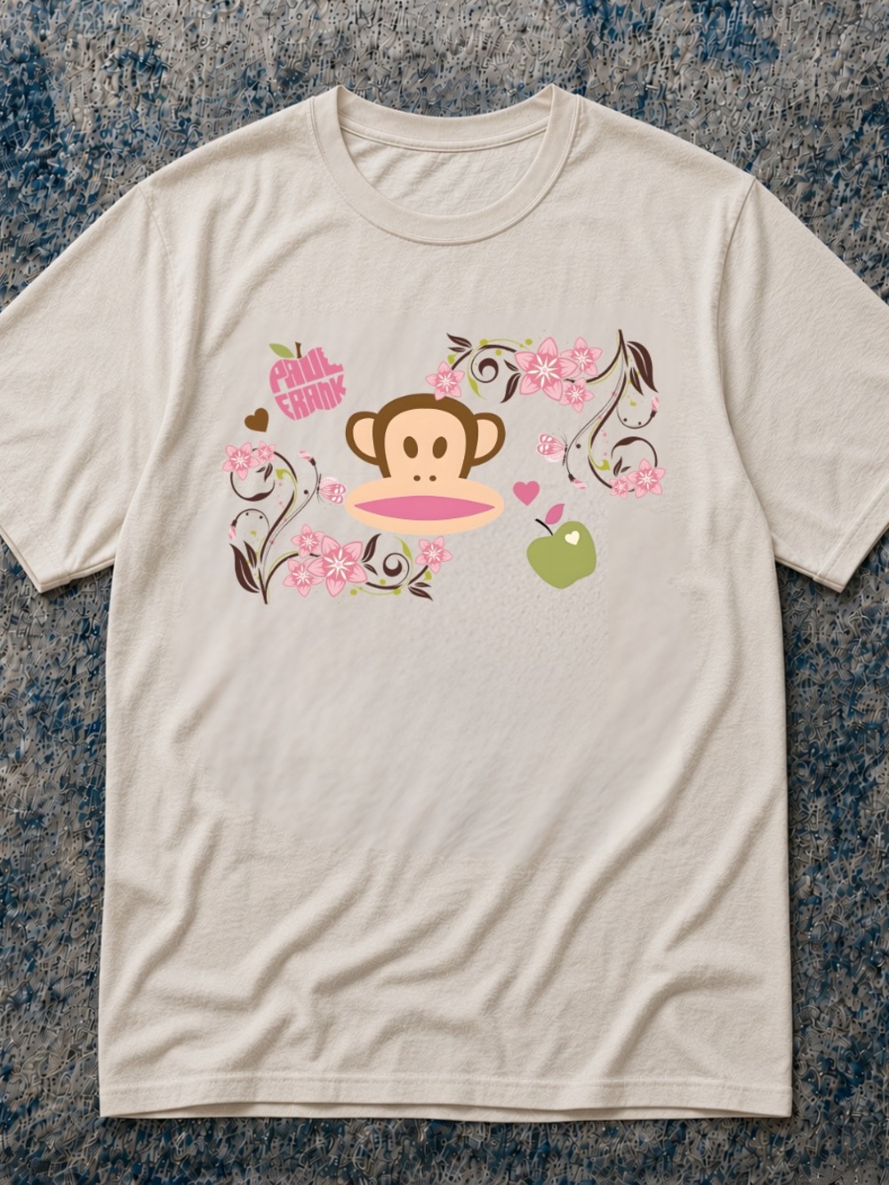 Gildan Cream Tee with Pink Floral Monkey Graphic | Paul Shirt